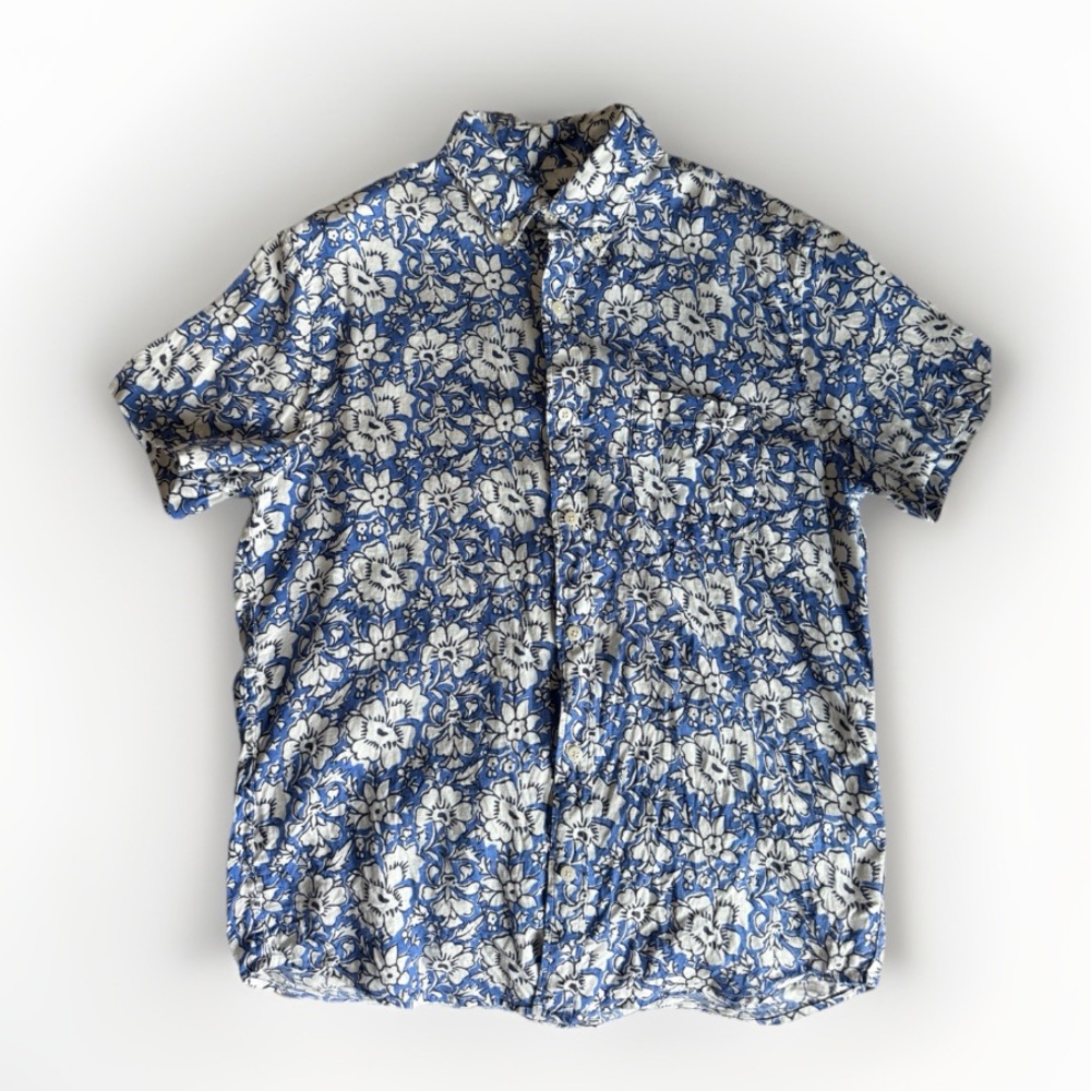 J Crew Blue Linen Men's Shirt